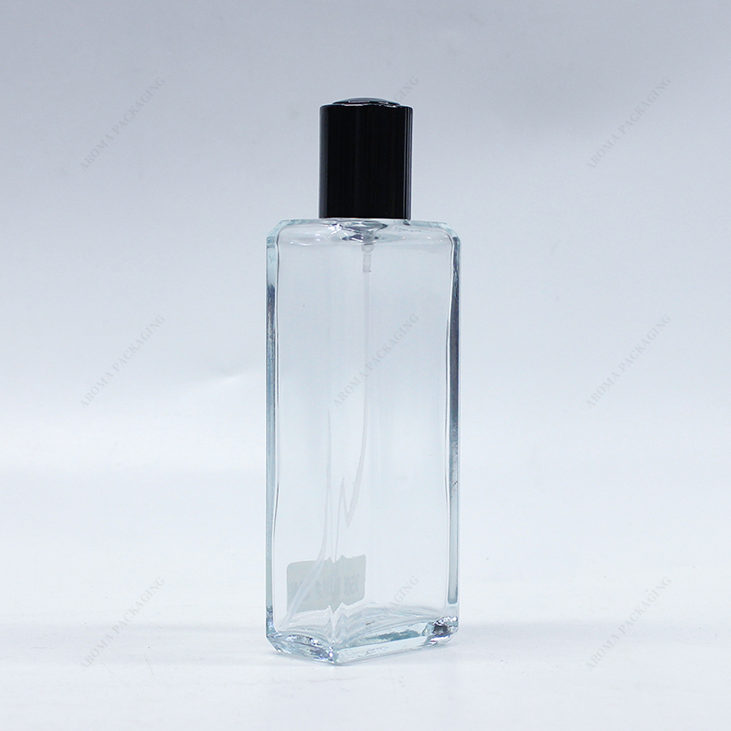 Cear Glass Perfume Bottle with Black Lid